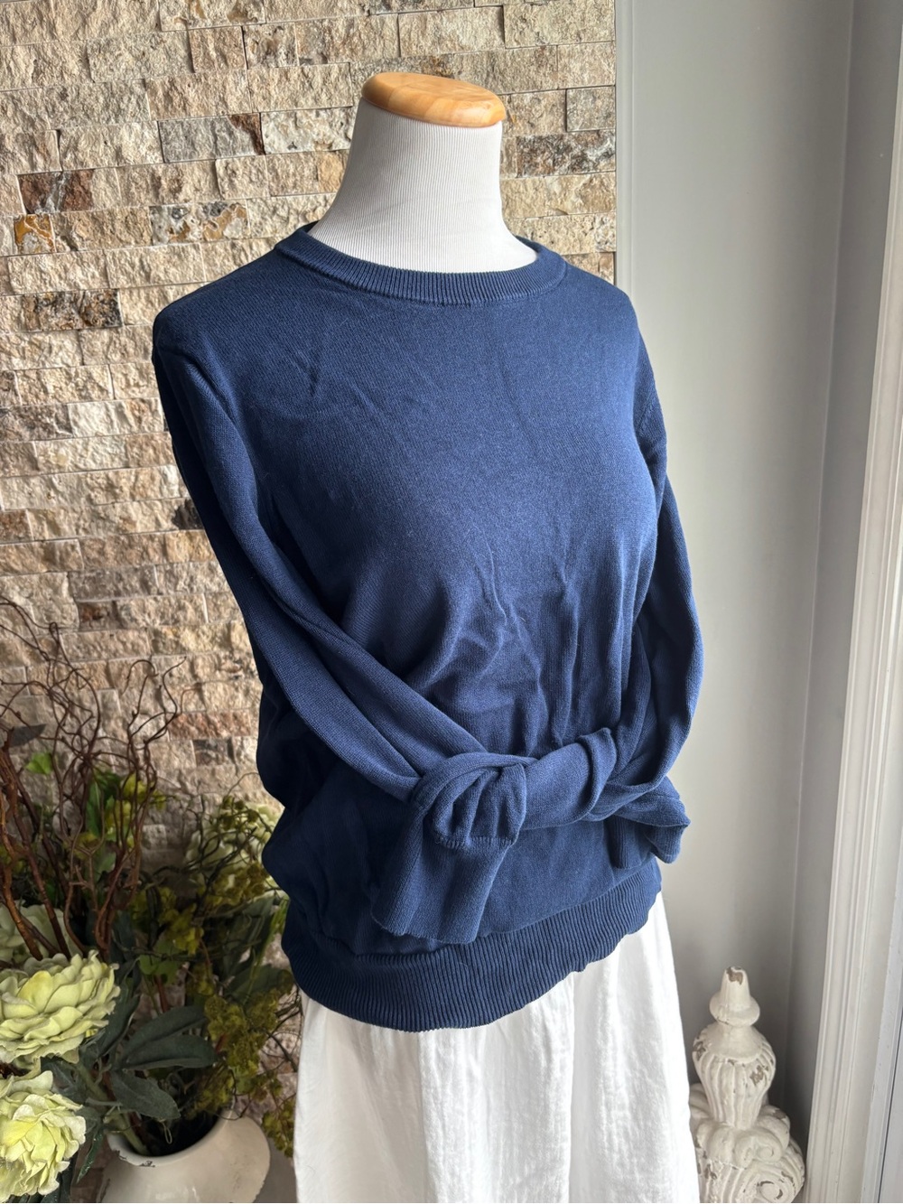 Women's Navy Crewneck Sweater - Classic Everyday Knit